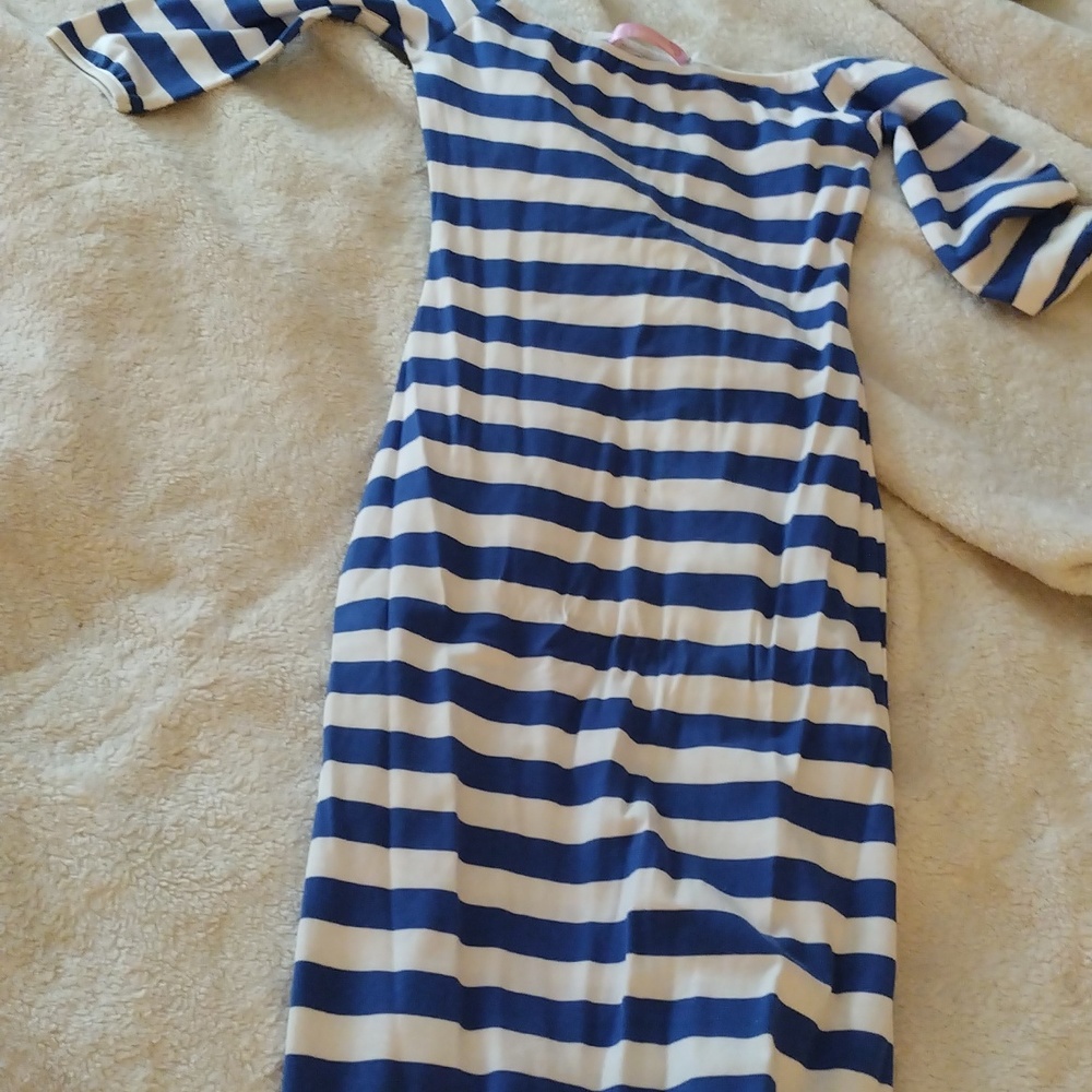 Blue and white dress